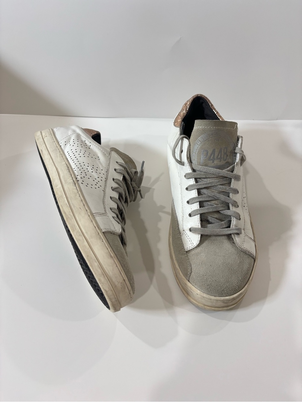 P448 Men’s White and Gray Low-Top Sneakers